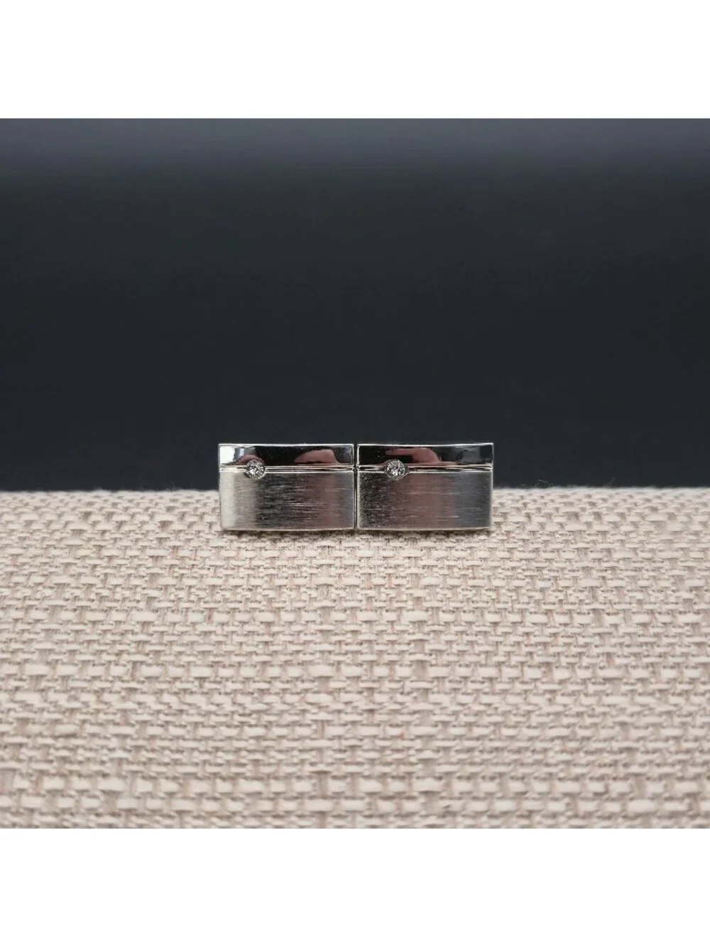 Vintage Two Tone Brushed Silver Brushed Cufflinks A8019